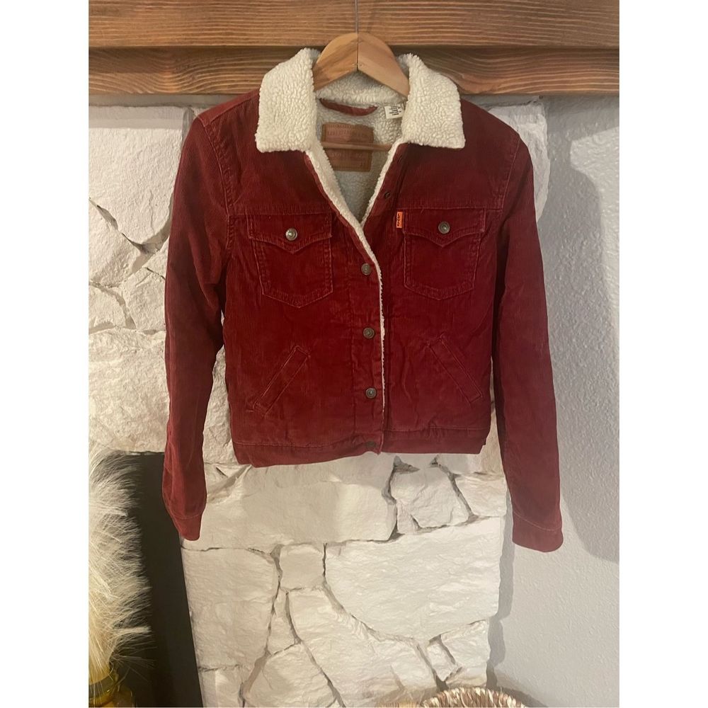 Levi's Red Corduroy Sherpa-Lined Jean Jacket